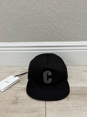 Celine adult Black Cap with Rhinestone 'C' SnapBack authentic